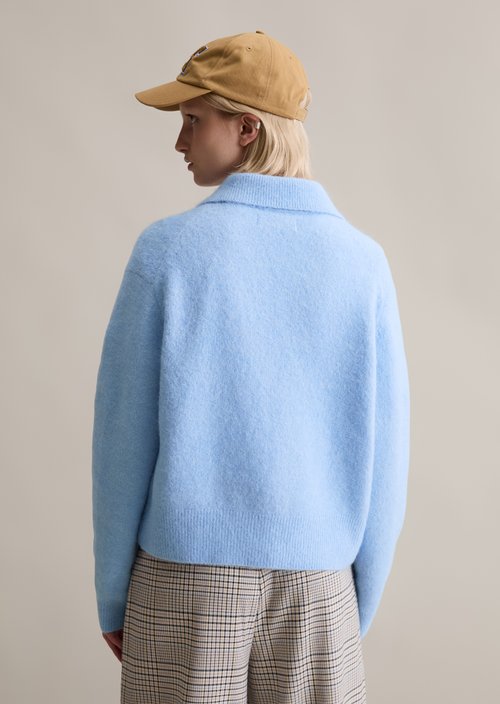 Double-breasted loose cardigan — Blue Dusk