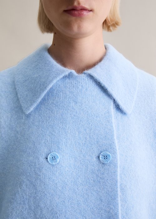 Double-breasted loose cardigan — Blue Dusk