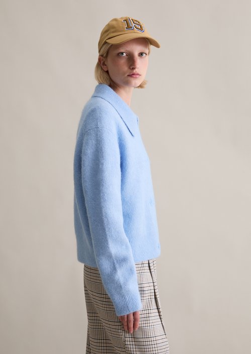 Double-breasted loose cardigan — Blue Dusk