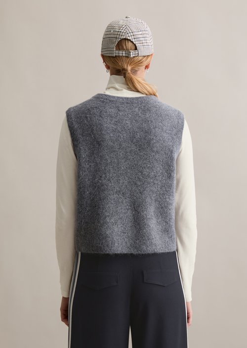 Regular sleeveless cardigan — Asphalt Melange