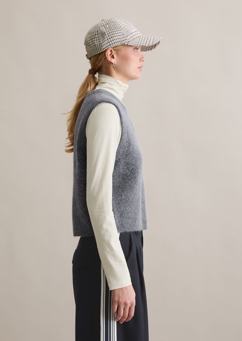 Regular sleeveless cardigan — Asphalt Melange