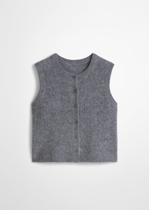 Regular sleeveless cardigan — Asphalt Melange