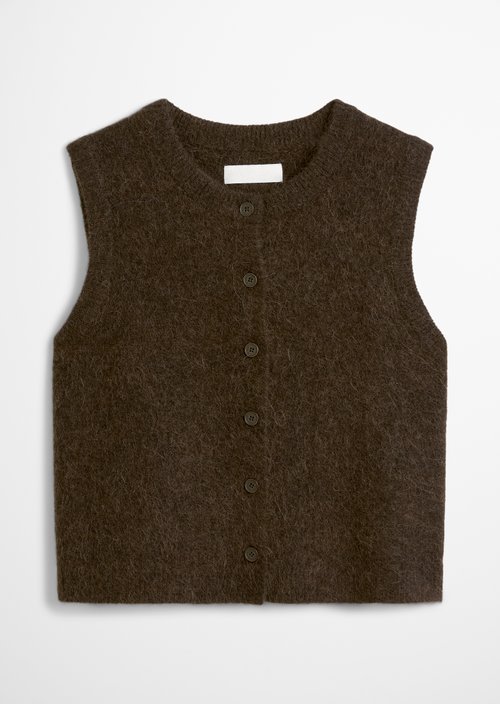Regular sleeveless cardigan — Black Espresso