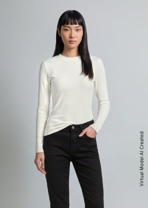 Longsleeve slim — Silky White