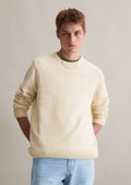 Bouclé knit sweater relaxed made from organic cotton - white