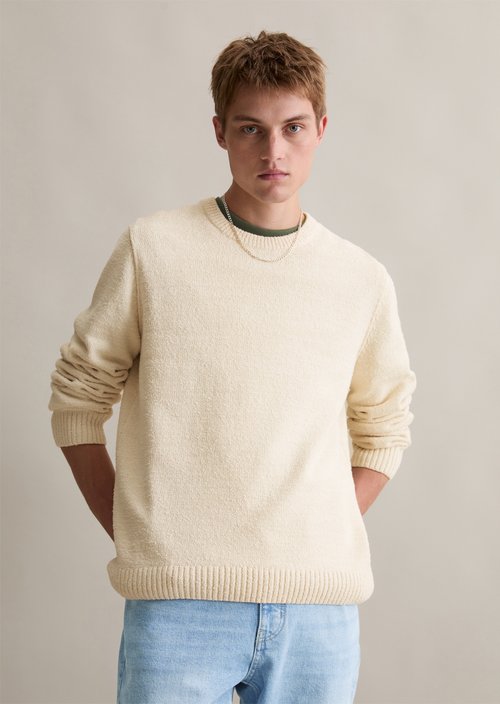 Bouclé knit sweater relaxed — White Blush