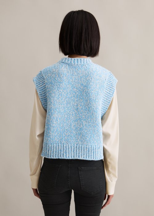 Regular sleeveless cardigan — Medium Blue