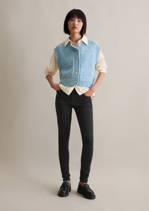 Regular sleeveless cardigan — Medium Blue
