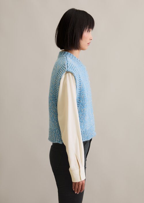 Regular sleeveless cardigan — Medium Blue