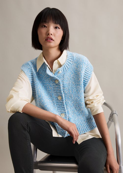 Regular sleeveless cardigan — Medium Blue