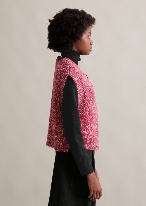 Regular sleeveless cardigan — Bright Red