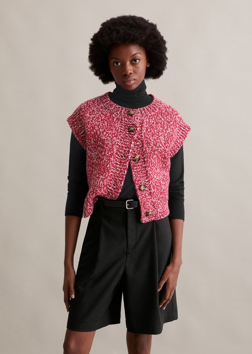 Regular sleeveless cardigan — Bright Red