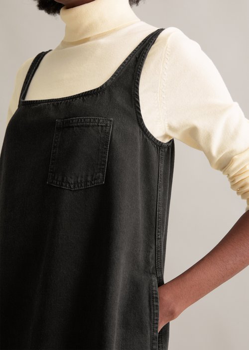 Jeans mini dress A-shape — Black