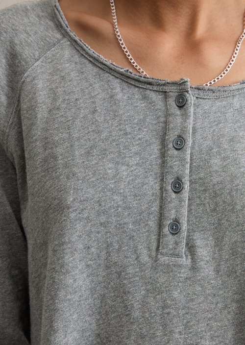 Serafino longsleeve relaxed — Asphalt Melange