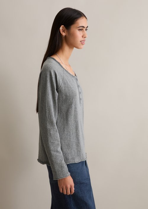 Serafino longsleeve relaxed — Asphalt Melange