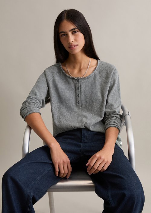 Serafino longsleeve relaxed — Asphalt Melange
