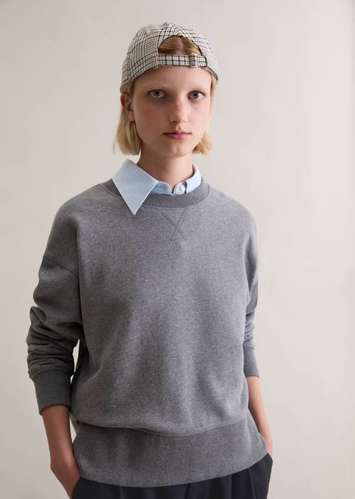 Sweat-shirt relaxed Asphalt Melange in vooraanzicht