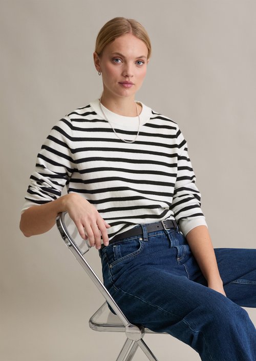 Regular striped sweater — Dark Blue