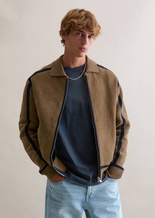 Strickjacke regular Cold Taupe in Frontalansicht