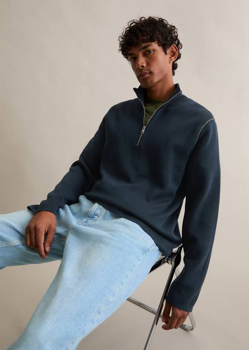 Troyer zrelaksowany Navy Teal w widoku z przodu