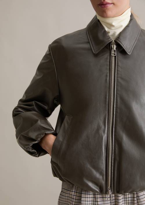 Blouson en cuir O-Shape Black Espresso en vue détaillée