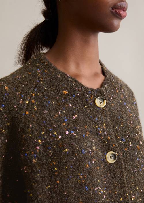 Bouclé-Cardigan relaxed Black Espresso in Detailansicht