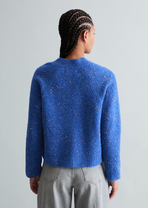 Bouclé cardigan relaxed — Pale Cobalt