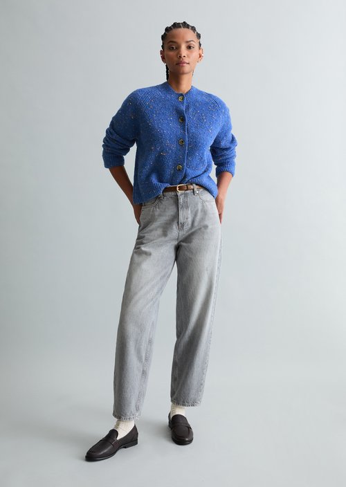 Bouclé cardigan relaxed — Pale Cobalt