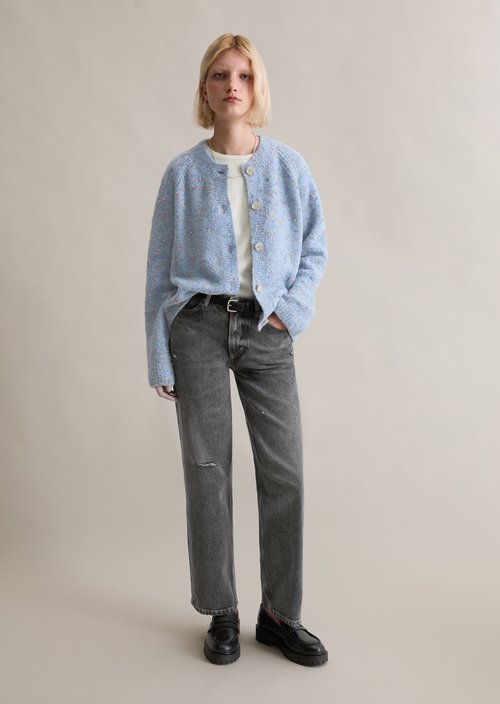 Bouclé cardigan relaxed — Blue Dusk