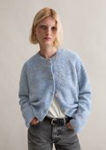 Bouclé cardigan relaxed made from a virgin wool/viscose mix - blue