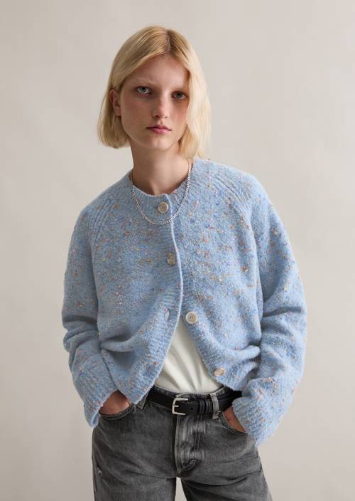 Bouclé-Cardigan relaxed Blue Dusk in Frontalansicht