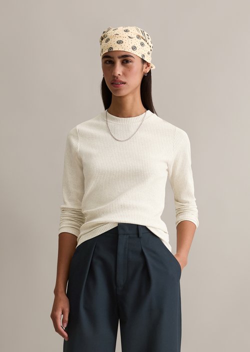 Ribbed jersey longsleeve slim — Desert Melange