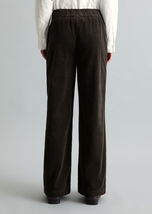 Corduroy pants wide straight leg — Black Espresso