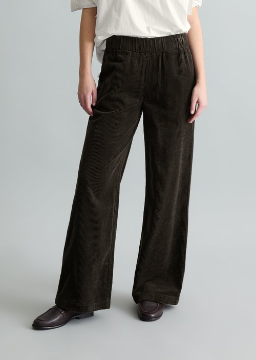 Corduroy pants wide straight leg — Black Espresso