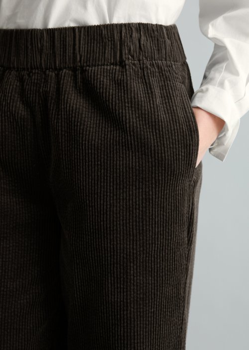 Corduroy pants wide straight leg — Black Espresso