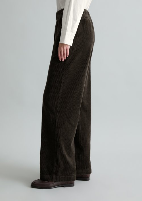 Corduroy pants wide straight leg — Black Espresso