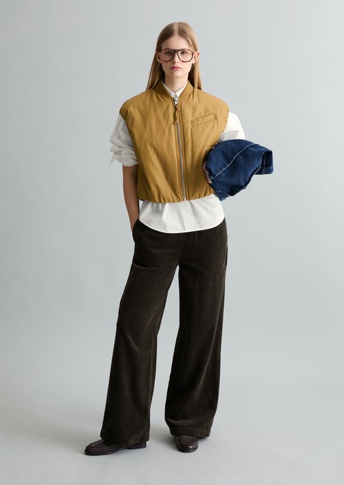 Corduroy pants wide straight leg — Black Espresso