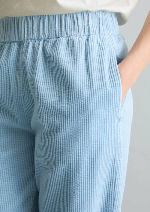 Corduroy pants wide straight leg Blue Dusk in detail view