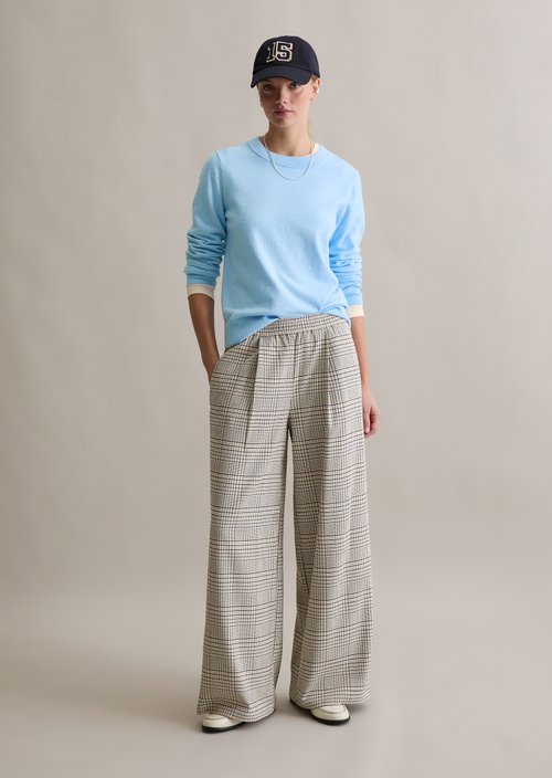 Checked trousers wide — Offwhite