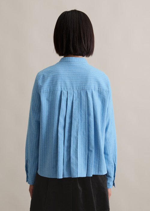 Regular blouse with pleat detail — Light Blue