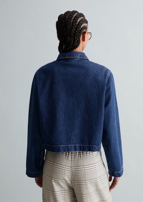 Oversized denim polo shirt — Dark Blue
