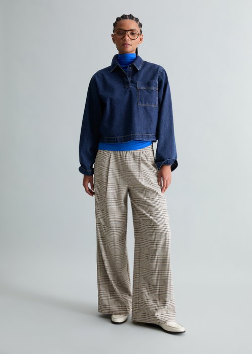 Oversized denim polo shirt — Dark Blue