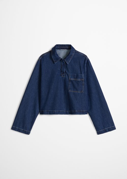 Oversized denim polo shirt — Dark Blue