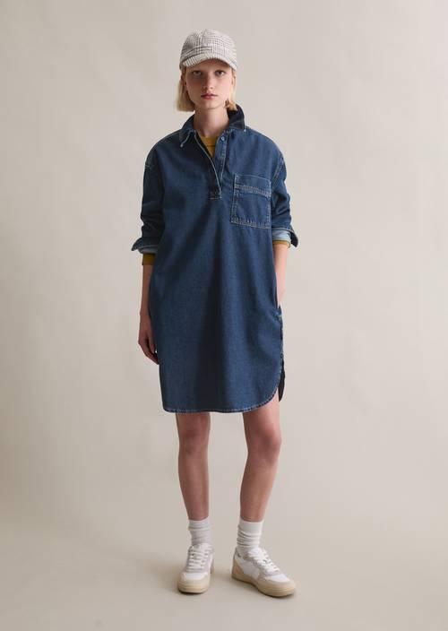 Robe polo en jean oversized Dark Blue en vue de face