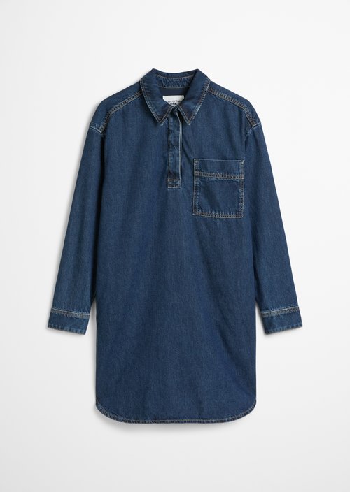 Oversized denim polo dress — Dark Blue