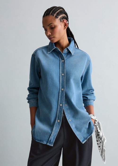 Marc O'Polo Oversized spijkerblouse, Dames, blauw, Xxs, 80% Lyocell, 20% Katoen