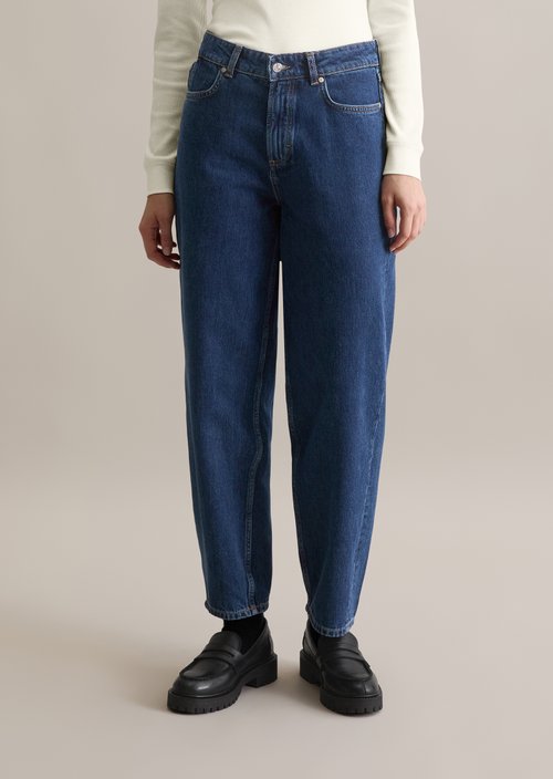 Jeans model Stine relaxed barrel cropped — Dark Blue