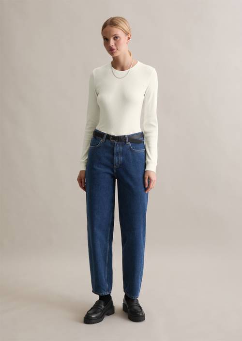 Jeans model Stine relaxed barrel cropped Dark Blue in vooraanzicht