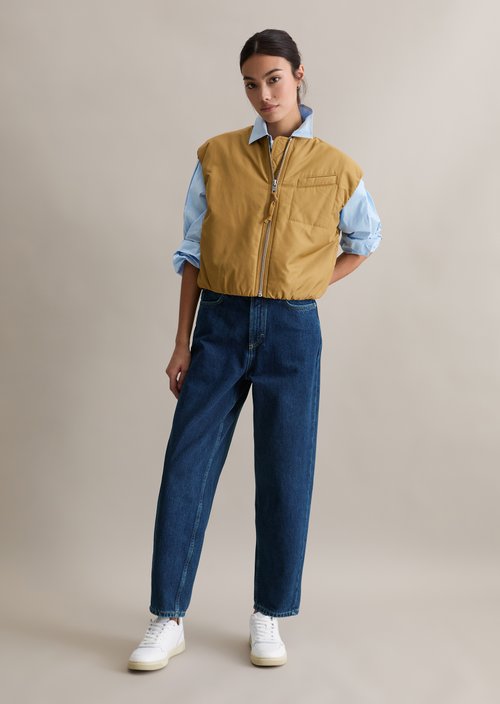 Aviator-style relaxed cropped blouson vest — Golden Ocher