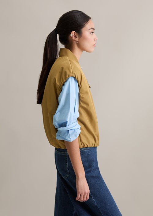 Aviator-style relaxed cropped blouson vest — Golden Ocher